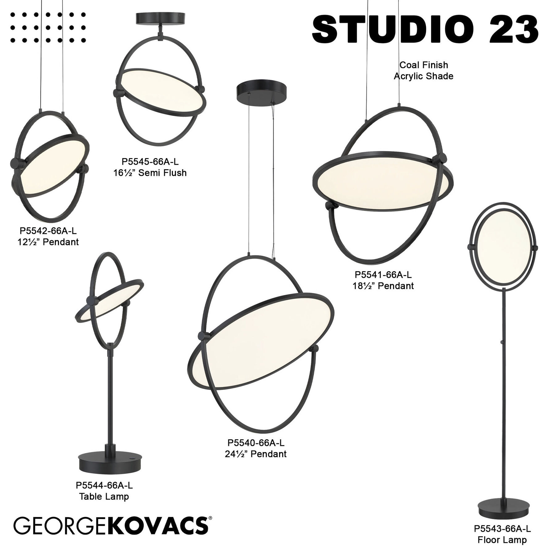 Studio 23 LED 16.5 inch Coal Semi Flush Ceiling Light